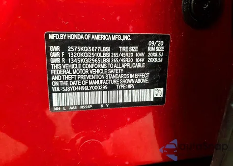 2020 Acura Mdx Advance z USA, uszkodzony, nr VIN 5J8YD4H96LY000299